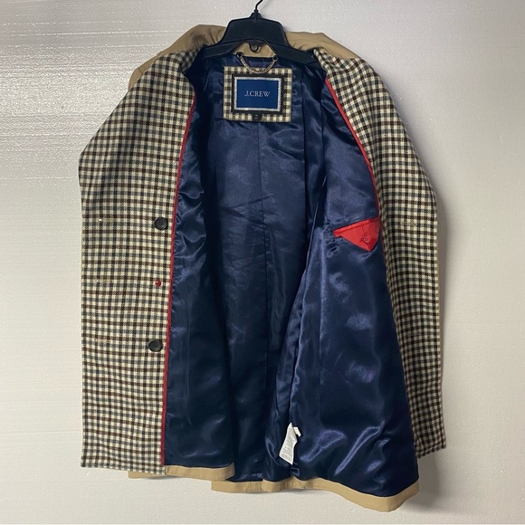 J.Crew Pleated Trench Coat Women Size M Beige Double Breasted Italian Wool Lapel - Picture 6 of 11